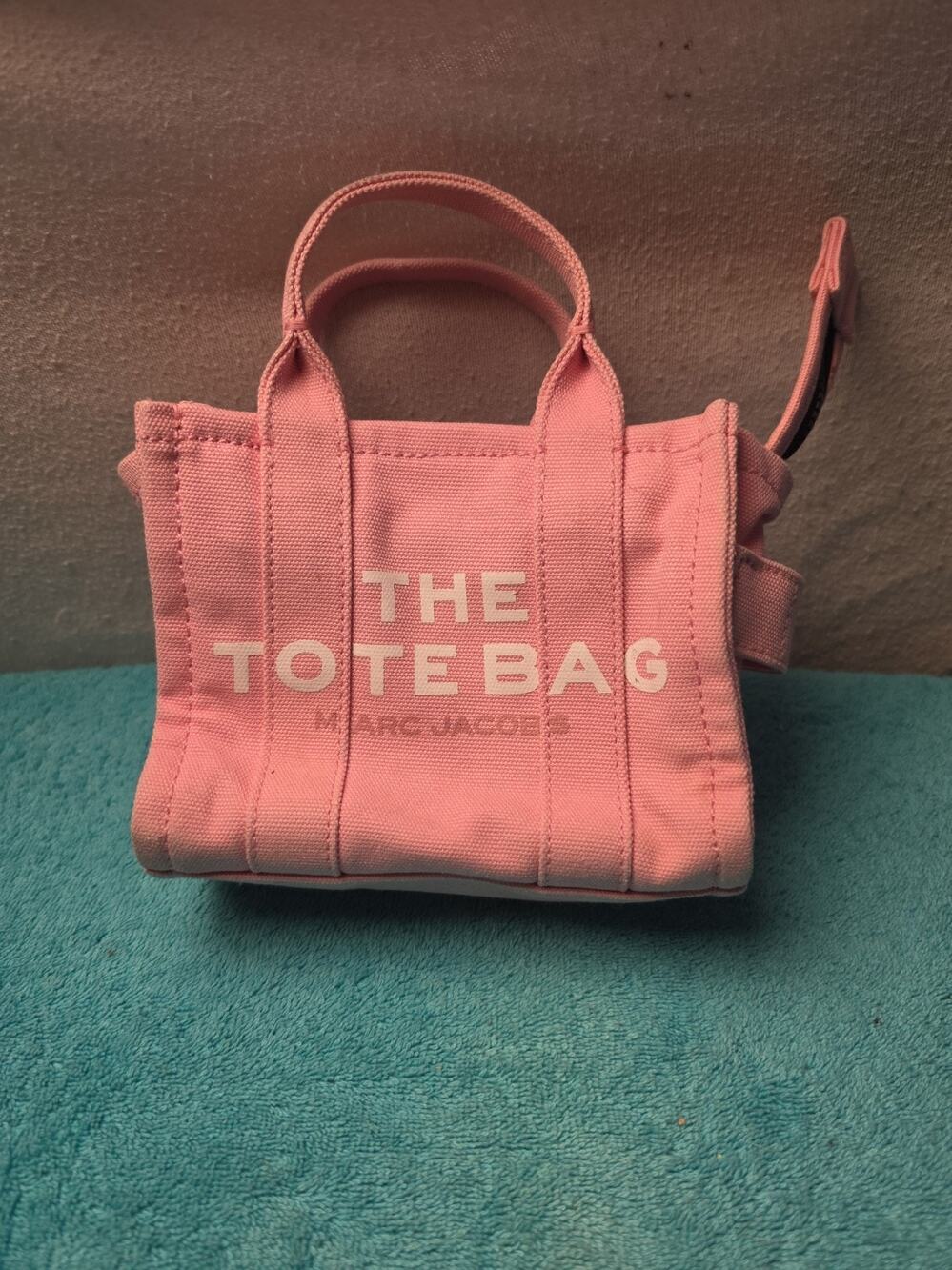 Marc Jacobs The Mini Tote Bag Pink Canvas Handbag Top Handle Small Purse